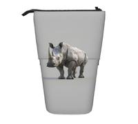 Animal Rhino Print Telescopic Adjustable Pencil Case Lightweight Organizer for Office Travel Pen Bag