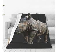 Animal Rhino Print Throw Blanket All Seasons Blankets Soft Cozy Flannel Blanket,for Bed Couch Sofa Decor