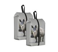 Animal Rhino Print Trainer Bag Portable Boot Bag with Zipper Closure Storage Pouch for Travel Home-2pcs