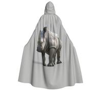 Animal Rhino Print Unisex Adult Hooded Cloak Warm Cape Halloween Costume Cosplay Carnival Theme