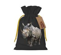 Animal Rhino Print Xmas Drawstring Wrapping Bags For Xmas Package Storage, Christmas Party Supplies Favors