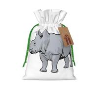 Animal Rhino Print Xmas Drawstring Wrapping Bags For Xmas Package Storage, Christmas Party Supplies Favors