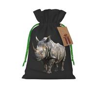 Animal Rhino Print Xmas Drawstring Wrapping Bags For Xmas Package Storage, Christmas Party Supplies Favors