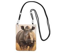 Animal Rhino2 Print Small Crossbody Bags For Women Trendy, Phone Purse With Adjustable Strap,For Hiking Travel, Black, One Size
