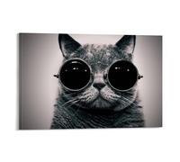 Animal Rock Cat Wearing Glasses Creative Fun Poster Painting 12 x 18 Inches (30 x 45 cm)
