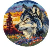 Animal Rug Making Kits Wolves and Scenery Latch Hook Kit for Beginners，Tapestry Carpet Latchs Set for Adults Self Knotting Set DIY Craft Kits 50x50cm