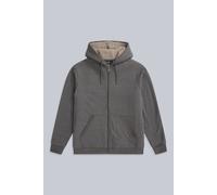 'Samuel' Full Zip Lightweight Sherpa Lined Cotton Relaxed Fit Hoodie Animal Olive XS