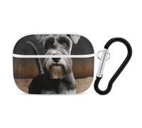 Animal Schnauzer Dog AirPods Pro 2 Case Cover, Shockproof Hard Shell Protective Case for Women Men, Compatible with Airpod Pro Case 2nd/1st Generation with Keychain-White