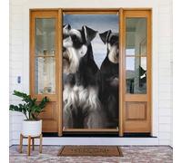 Animal Schnauzer Dog Door Cover Decorations, Welcome Door Banner Backdrop Seasonal Spring Summer Porch Banner Sign Photo Background for Indoor Outdoor Party Decor 72.8 x 35.4 Inch