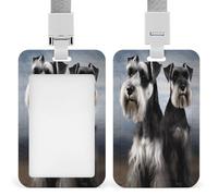 Animal Schnauzer Dog ID Badge Holder Waterproof Card Protector Push-Pull Slot Work ID Card Holder with Lanyard Personalized Detachable Card Holders for Office Corporate Use