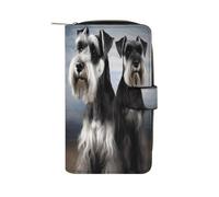 Animal Schnauzer Dog Wallet Multifunctional Leather Wallets for Men Compact Long Wallet Credit Card Holder Passport Bag