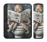 Animal sea Vintage Toilet Read Newspaper 2 pcs car seat Neck Strap Covers More Comfort Driving for Bag forro para cinturon de seguridad