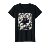 Animal Sheep Black Value Graphic T-Shirt, Women, Black, M