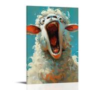 Animal, Sheep, Open Mouth, Close Up, Painting, Looking at Decorative Modern Mural - Wall Art Hanging Poster 24x36inch(60x90cm)
