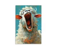 Animal, Sheep, Open Mouth, Close Up, Painting, Looking at Decorative Modern Mural - Wall Art Hanging Poster 24x36inch(60x90cm)