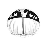 Animal Shower Cap,Funny Quote Adopt Me With Cartoon Cute Dog Cat In The Pocket Waterproof Double Layer Bath Caps Perfect For All Hair Lengths And Thicknesses