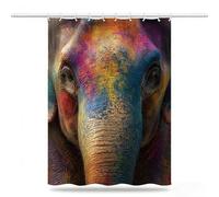 Animal Shower Curtain 200x220 cm, Waterproof Shower Curtain Quick Dry Bath Washable Polyester Fabric, Extra Long Weighted Hem with 12 Hooks, Bathroom Decor, Gifts for Women, Elephant Curtains,Model915