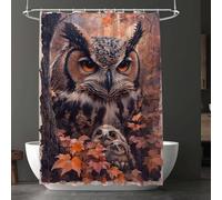 Animal Shower Curtain, Waterproof Extra Long Curtains for Bathroom Decor, Luxury Weighted Shower Curtain Owl, for Bathroom Window Curtains, Quick Dry Wet Room, W 150 x L 180 cm(W 60" x L 71") D-9063