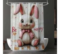 Animal Shower Curtain, Waterproof Extra Long Curtains for Bathroom Decor, Weighted Shower Curtain Rabbit, for Bathroom Window Curtains, Quick Dry Wet Room, W 240 x L 180 cm(W 95" x L 71") D-9109