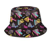 Animal Shuwekk Retro Vintage 80s or 90s Geometric Leopard Print Bucket Hat for Men Women,Trendy Print Packable Summer Travel Beach Sun Hat Fisherman Hat Caps Black