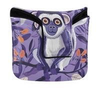 Animal Sifaka Country Rustic Purple Golf Club Covers Magnetic Snap Golf Gifts for Mallets and Square PU Leather
