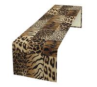 Animal Skin Print Table Runner, Vintage Cottage Country Farmhouse Western Wildlife Safari Dinner Runner for Home Kitchen Dining Table Party Holiday Decor 13"x36"