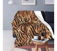 Animal Skin Tiger Print Soft Throw Blanket Super Soft Cozy Fleece Plush Reversible Blanket Size for Couch Bed Sofa Travelling Camping for Baby Adults Couch Sofa (80x60 Inches)