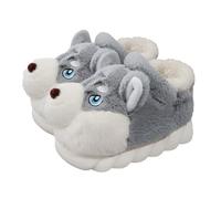 Animal Slippers for Women Cute Dog Slippers Winter Plush Indoor Cotton Shoes Winter Warm Slippers Funny Slippers for Children Boys Girls Slippers with Thick Base, gray, 5