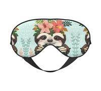 Animal Sloth Mint Green Print Soft Eye Mask â€“Elastic Nighttime Shade, Light-Proof Blindfolds for Plane, Yoga, Travel, Full Eye Covers