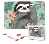 Animal Sloth Mint Green Puzzles for Adults 1000 Pieces, Wooden Puzzle Personalized Jigsaw Puzzles from Photos, Challenging Puzzle Art Painting Home Decor Birthday Party Gift (29.5" x 19.7")