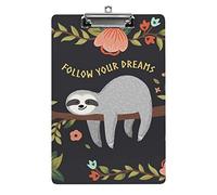 Animal Sloth on The Tree A4 Size Clipboard Funny Aesthetic Working Studying Letter Standard Clip Board 12.5×8.5 in Hardboard for School Classroom Kids Writing Drawing