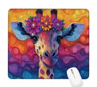 Animal Small Mouse Mat 11.42×9.45×0.12 inch, 2026 New Year Gaming Mousepad Giraffe Mini Desk Pad with Non-Slip Base and Stitched Edge, for Wireless Mouse, Laptop, Office Home, Gift for Men/Woman D-738