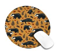 Animal Small Mouse Pad, Autumn Nature Fern Leaf Fall Orange Round Rubber Smooth Stitched Edge Cloth Mousepad Accessories for Office Home Computer Laptop Round 8x8 Inch