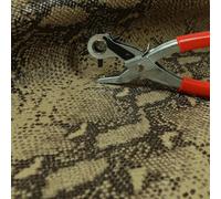Animal Snake Scales Textured Faux Leather Upholstery Fabric, Ash Brown