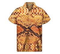 Animal Snake Skin Printed Hawaiian Shirts for Men Snake Skin 3D Printed Shirt Lapel Short Sleeve Street Oversized Women Blouse