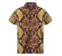 Animal Snake Skin Printed Hawaiian Shirts for Men Snake Skin 3D Printed Shirt Lapel Short Sleeve Street Oversized Women Blouse