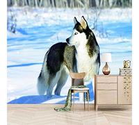 Animal Snow Wolf Wall Mural, 3D Wall Photo Peel and Stick Self-Adhesive Wallpaper, Removable Sticker Home Decor Tv Background Large Art Wall Painting Wall Posters 140 (W) x 70 (H) cm