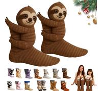 Animal Socks, 3D Knit Animal Socks, Novelty Handmade Plush Animals Design Sock, Warm & Comfortable Christmas Gifts (Sloth)