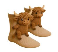 Animal Socks,Stocking Stuffers for Teen Girls,3D Knit Animal Socks,Cozy Animal Sock for Christmas Stocking for Women Cute Hand Crochet Knit Sock (Brown)