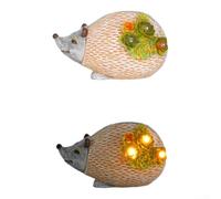 Animal Solar Garden Light Resin Hedgehog Statue for Lawn Pathway Decor - Weatherproof Outdoor LED for sculpture 17cm(CiW)