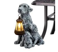 Animal Solar Lantern, Authentic Dog Statue, Solar Lantern with Garden Light, Decorative Yard Sculpture, Landscape Garden Decoration for Lawn Porch Pathway Courtyard 10.24x5.51in