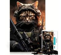 Animal Soldier Cat Adult Jigsaw Puzzles1000 Pieces Brain Game Gift High Precision Die Cut Relaxing Indoor Group Activity (50x75cm)