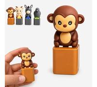 Animal Sound Fidget Clicker Rechargeable, Squeaking Push Button Keychain Toy with LED Light, Mini Keyboard Fidget Toy for Adults Stress Relief (C)