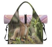 Animal Squirrel Sports Duffle Bag with Shoe Compartment Cute Squirrel Weekend Overnight Bags Tote Cabin Luggage Bag for Gym Yoga Travel