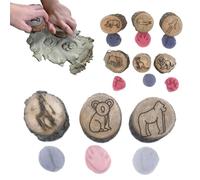 Animal Stamps - Kids Stamp Set Fun Games - Wooden Footprints Stampers Scrapbook Supplies, Fine Motor Skills Educational Toys, Goodie Bag Stuffers