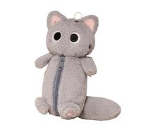 Animal Stationery Bag, Pencil Pouch for | Plush Animal Organizer for Pens | Plush Cartoon Cat Shaped Pencil Case, Stationery Pouch for, Gray Cat Pencil Case, Se référer au descriptif, Refer to