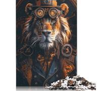 Animal Steampunk Lion Puzzle Jigsaws 500 Pieces for Adults Wooden Puzzle Jigsaws for Adults Family Activity Jigsaw Puzzles 500pcs (52x38cm)