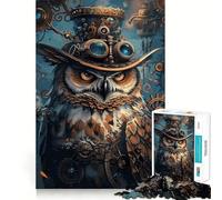 Animal Steampunk Owl 1000-piece Puzzle for Teenagers Mind Skill Fun Uniform Size Precise Pieces Relaxing Indoor Group Activity (38x26cm)