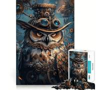Animal Steampunk Owl Adults 1000 Piece Jigsaw Puzzle Memory Fun Game Clean Cut Sturdy Components Unique Gift for Stress Relief (50x75cm)