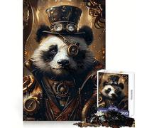 Animal Steampunk Panda Jigsaw Puzzles for Teenagers 1000 Pieces Memory Boost Restful Escape Fine Xmas Gift (38x26cm)